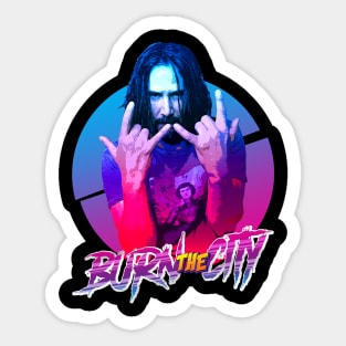 metal keanu burn the city Sticker